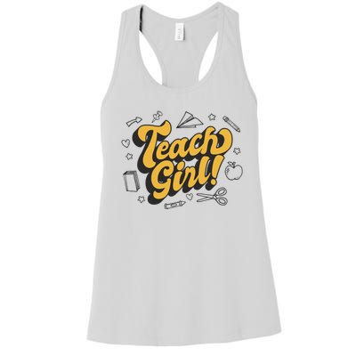 Teach Girl Retro Cute Gift For Teacher Women's Racerback Tank