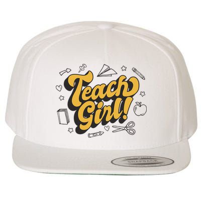Teach Girl Retro Cute Gift For Teacher Wool Snapback Cap