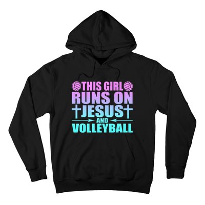 This Girl Runs On Jesus And Volleyball Novelty Hoodie