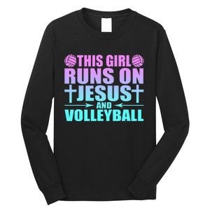 This Girl Runs On Jesus And Volleyball Novelty Long Sleeve Shirt