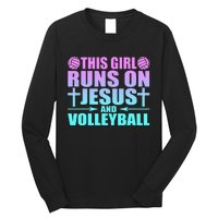 This Girl Runs On Jesus And Volleyball Novelty Long Sleeve Shirt