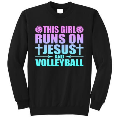 This Girl Runs On Jesus And Volleyball Novelty Sweatshirt