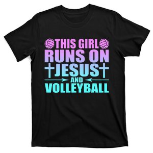 This Girl Runs On Jesus And Volleyball Novelty T-Shirt