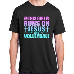 This Girl Runs On Jesus And Volleyball Novelty Adult ChromaSoft Performance T-Shirt