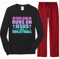 This Girl Runs On Jesus And Volleyball Novelty Long Sleeve Pajama Set