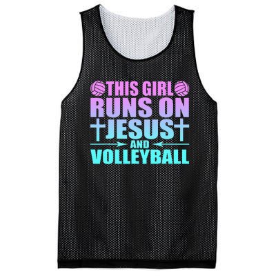 This Girl Runs On Jesus And Volleyball Novelty Mesh Reversible Basketball Jersey Tank