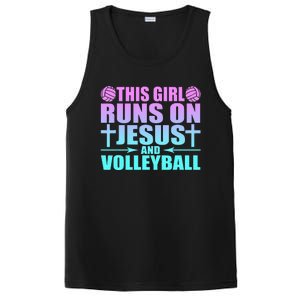 This Girl Runs On Jesus And Volleyball Novelty PosiCharge Competitor Tank