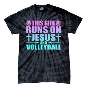 This Girl Runs On Jesus And Volleyball Novelty Tie-Dye T-Shirt