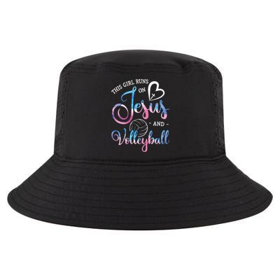 This Girl Runs On Jesus And Volleyball Player Christian Gift Cool Comfort Performance Bucket Hat