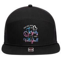 This Girl Runs On Jesus And Volleyball Player Christian Gift 7 Panel Mesh Trucker Snapback Hat