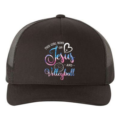 This Girl Runs On Jesus And Volleyball Player Christian Gift Yupoong Adult 5-Panel Trucker Hat