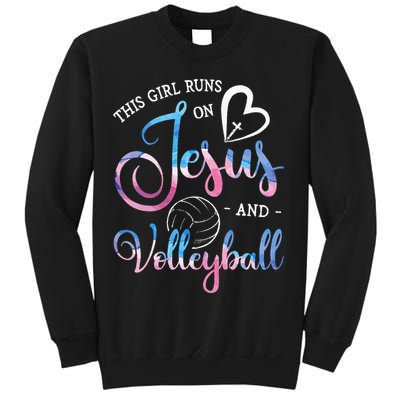 This Girl Runs On Jesus And Volleyball Player Christian Gift Sweatshirt