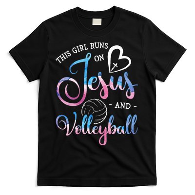 This Girl Runs On Jesus And Volleyball Player Christian Gift T-Shirt