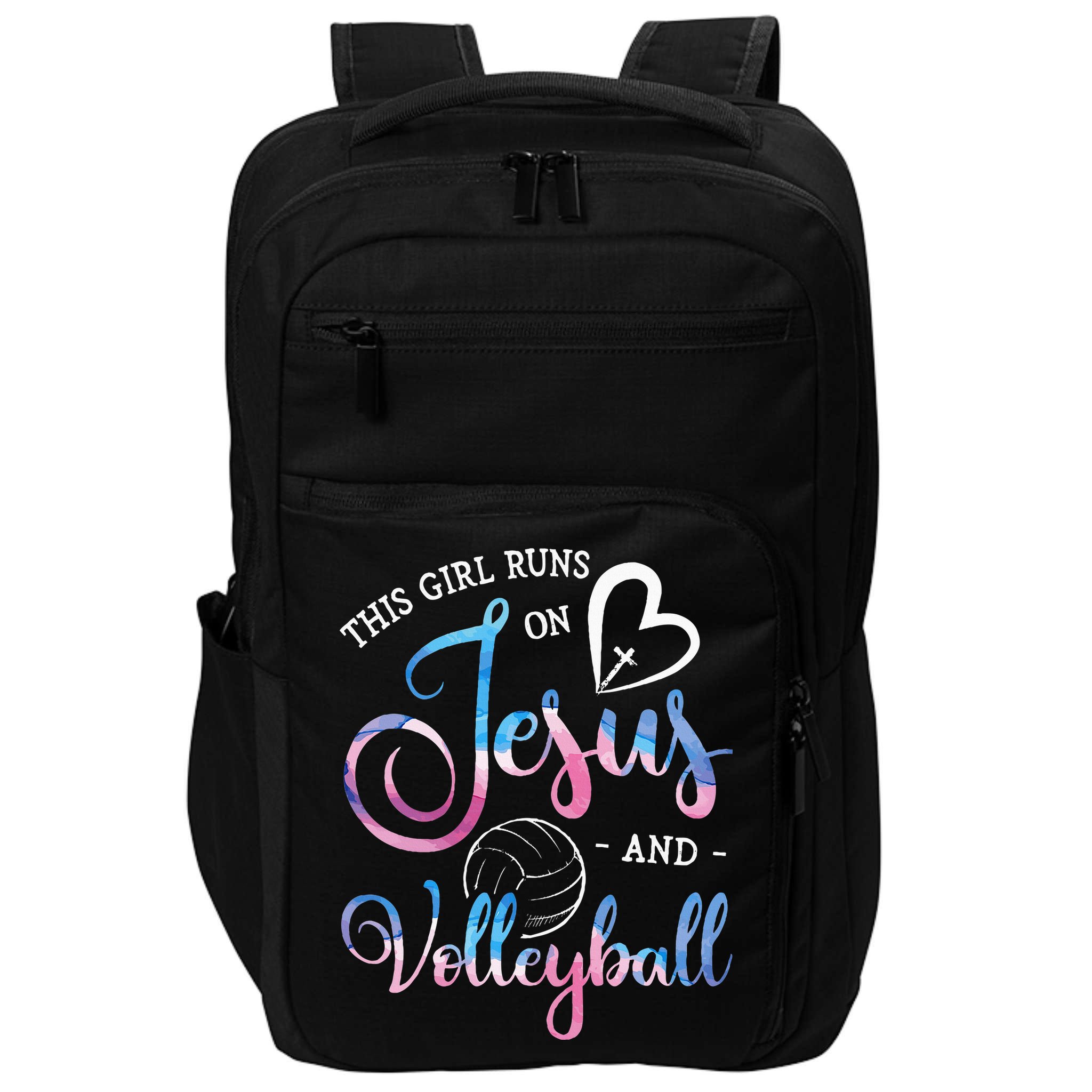 This Girl Runs On Jesus And Volleyball Player Christian Gift Impact Tech Backpack