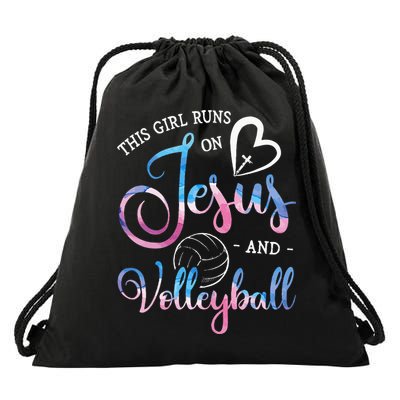 This Girl Runs On Jesus And Volleyball Player Christian Gift Drawstring Bag