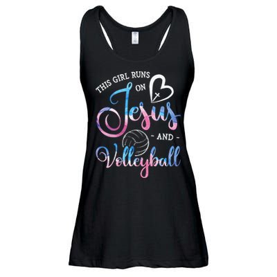 This Girl Runs On Jesus And Volleyball Player Christian Gift Ladies Essential Flowy Tank