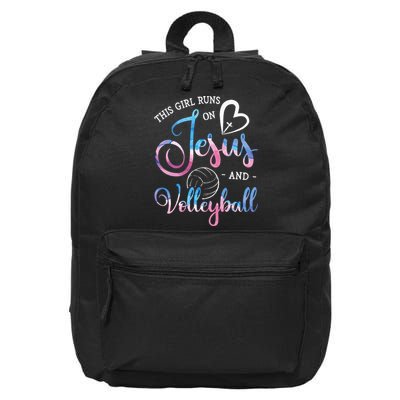 This Girl Runs On Jesus And Volleyball Player Christian Gift 16 in Basic Backpack