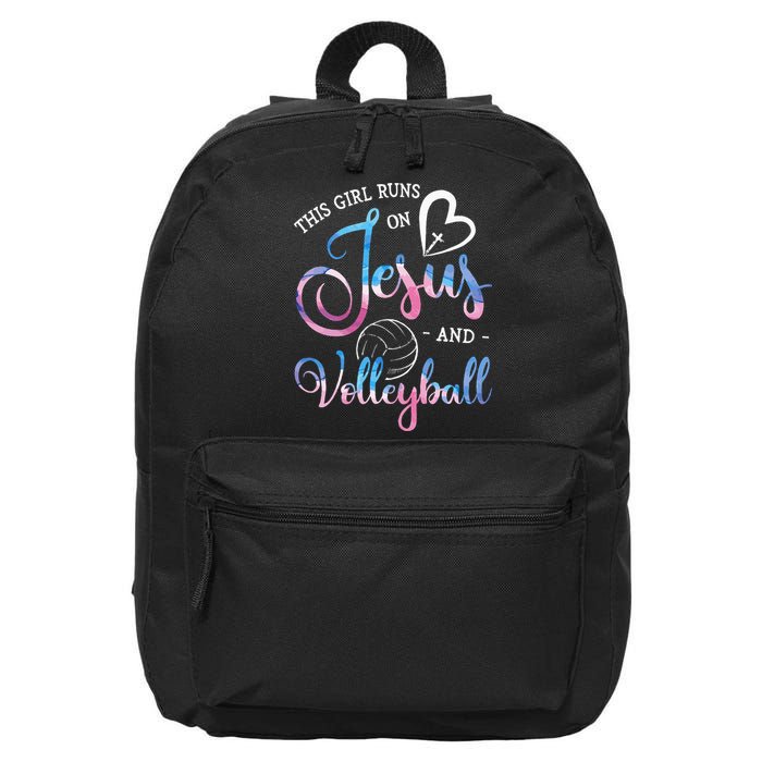 This Girl Runs On Jesus And Volleyball Player Christian Gift 16 in Basic Backpack