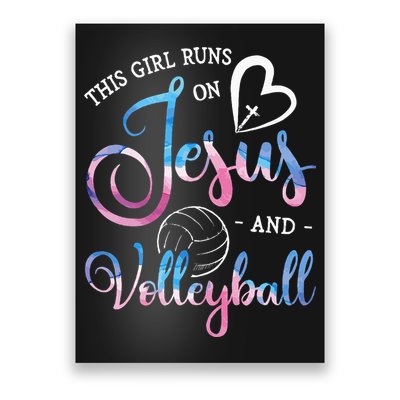 This Girl Runs On Jesus And Volleyball Player Christian Gift Poster