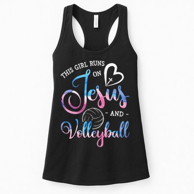 This Girl Runs On Jesus And Volleyball Player Christian Gift Womens Tank Top