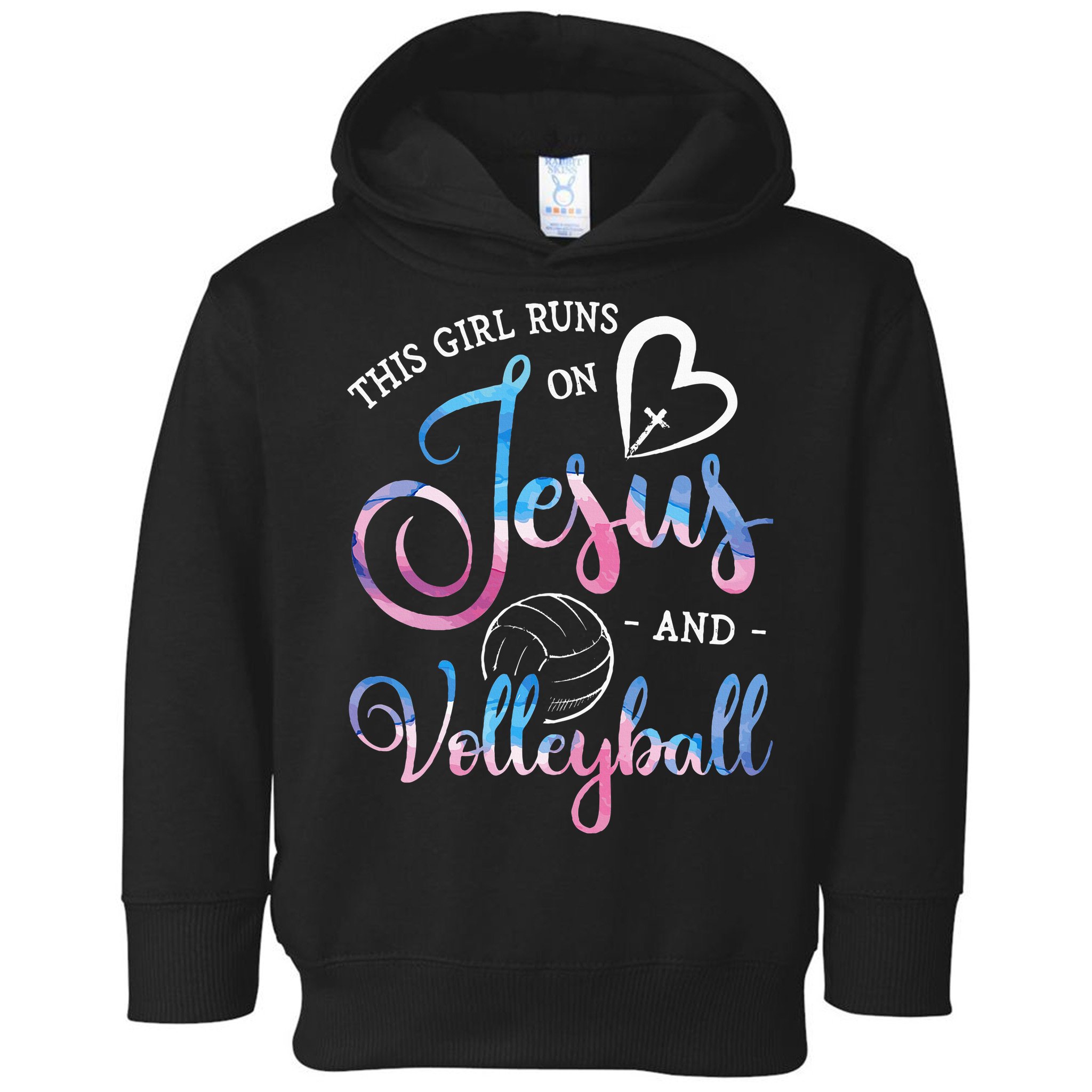 This Girl Runs On Jesus And Volleyball Player Christian Gift Toddler Hoodie
