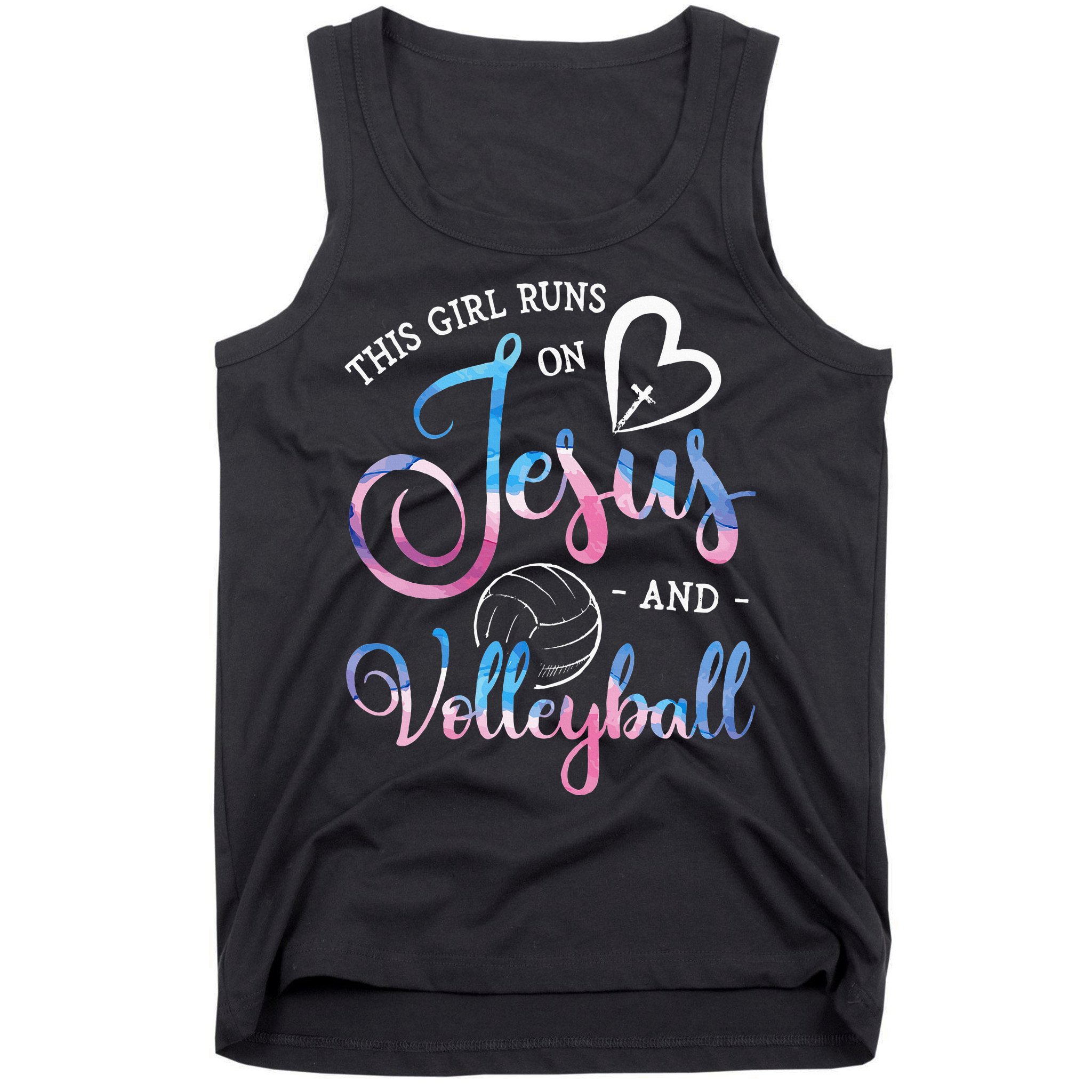 This Girl Runs On Jesus And Volleyball Player Christian Gift Tank Top