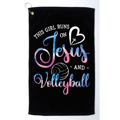This Girl Runs On Jesus And Volleyball Player Christian Gift Golf Towel
