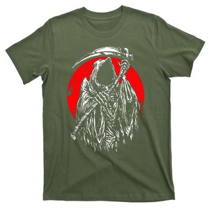 The Grim Reaper Skeleton Skull Death Scythe Grunge Horror T-Shirt