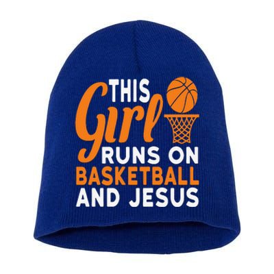 This Girl Runs On Basketball And Jesus Graphic Short Acrylic Beanie