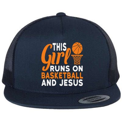 This Girl Runs On Basketball And Jesus Graphic Flat Bill Trucker Hat