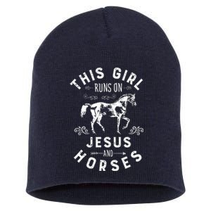 This Girl Runs On Jesus And Horses Short Acrylic Beanie