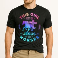 This Girl Runs On Jesus & Horses Christian Equestrian Riding Cooling Performance Crew T-Shirt