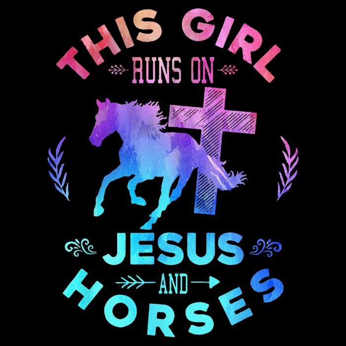 This Girl Runs On Jesus & Horses Christian Equestrian Riding Cooling Performance Crew T-Shirt