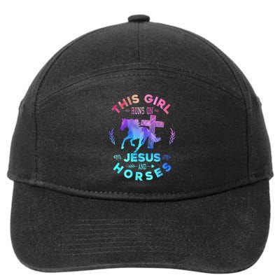 This Girl Runs On Jesus & Horses Christian Equestrian Riding 7-Panel Snapback Hat
