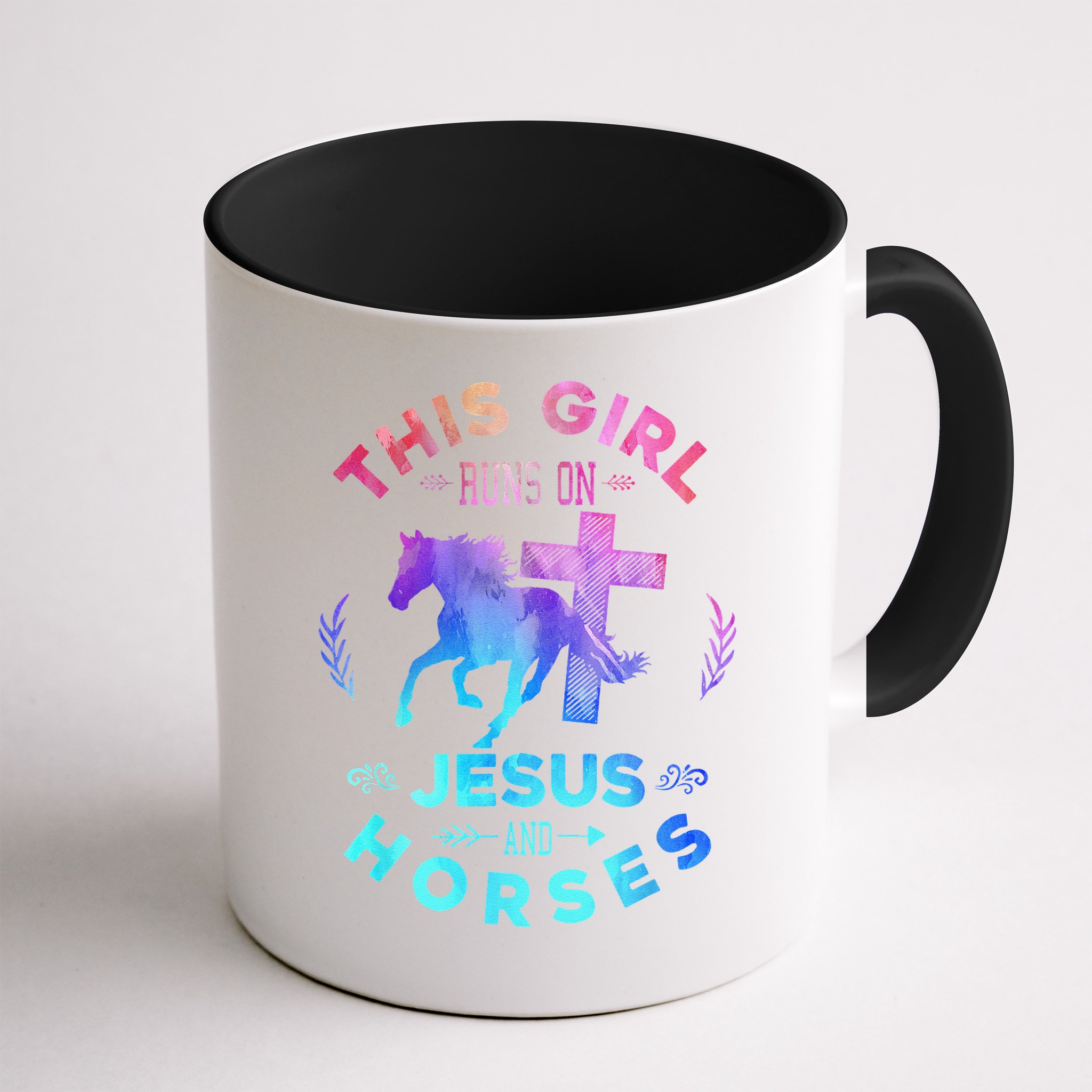 This Girl Runs On Jesus & Horses Christian Equestrian Riding Mug