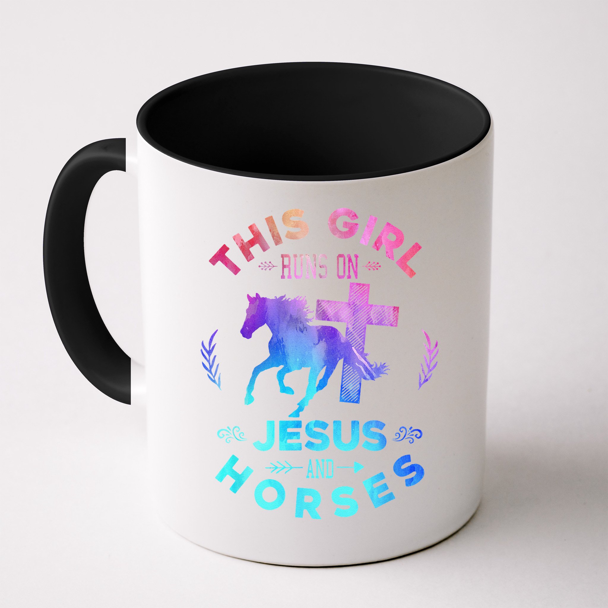 This Girl Runs On Jesus & Horses Christian Equestrian Riding Mug