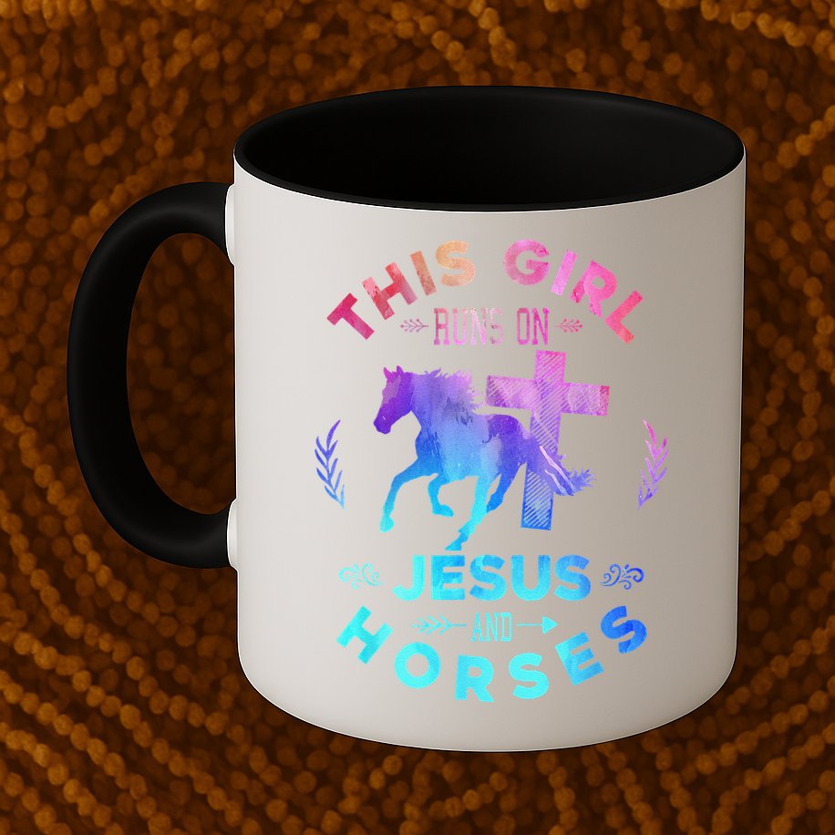 This Girl Runs On Jesus & Horses Christian Equestrian Riding Mug