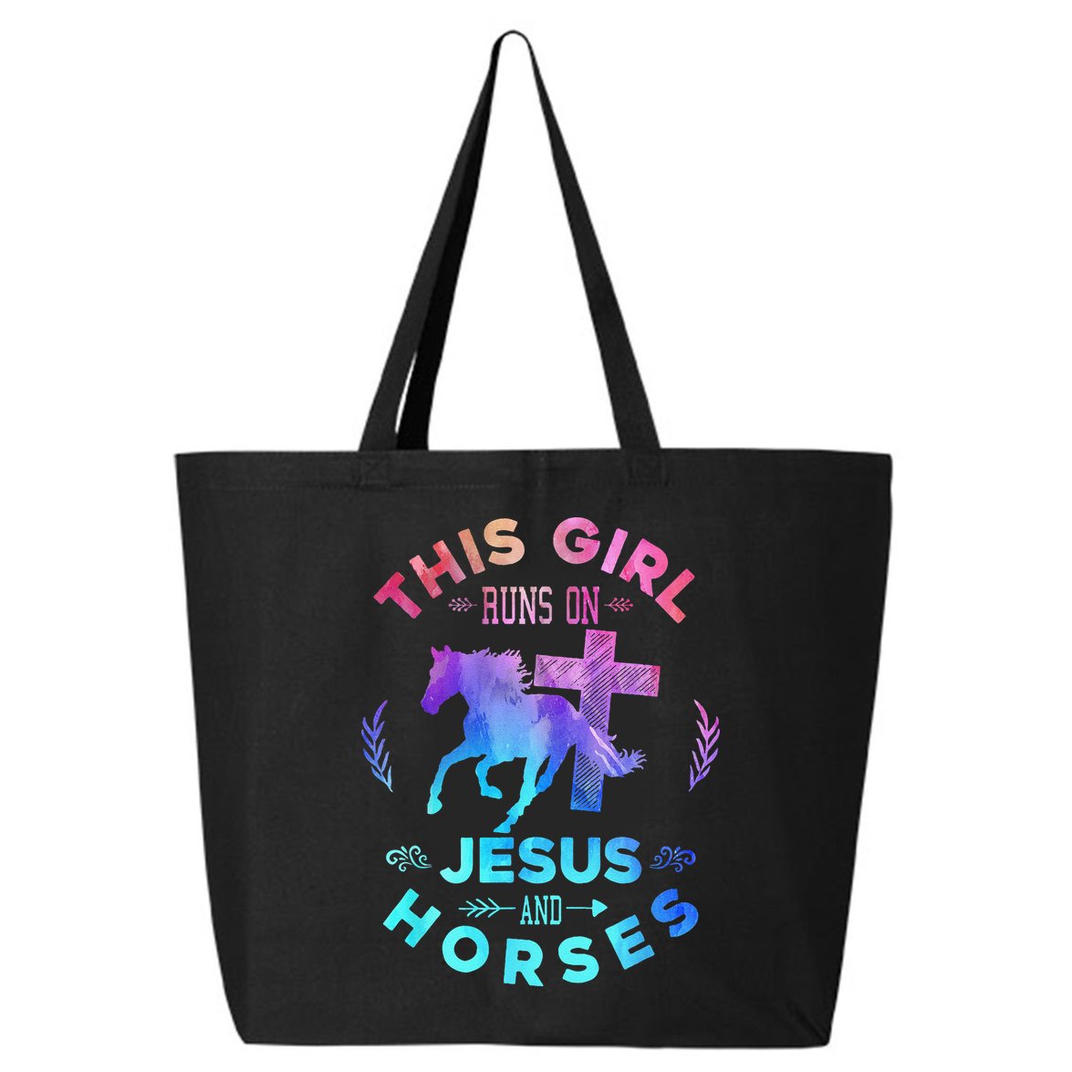 This Girl Runs On Jesus & Horses Christian Equestrian Riding 25L Jumbo Tote