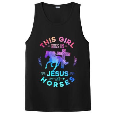 This Girl Runs On Jesus & Horses Christian Equestrian Riding PosiCharge Competitor Tank