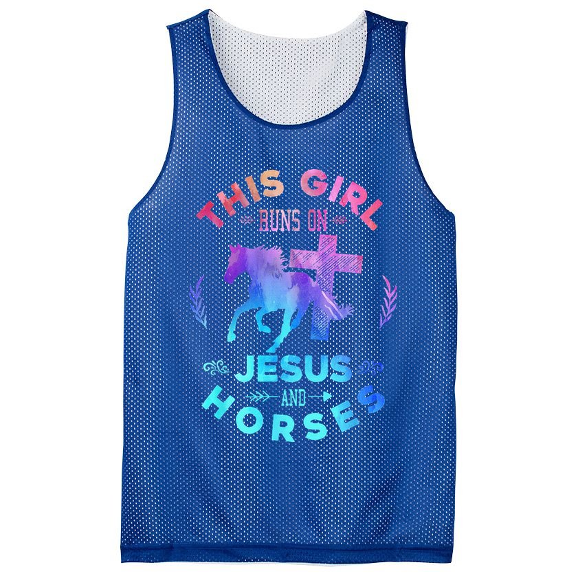 This Girl Runs On Jesus & Horses Christian Equestrian Riding Mesh Reversible Basketball Jersey Tank