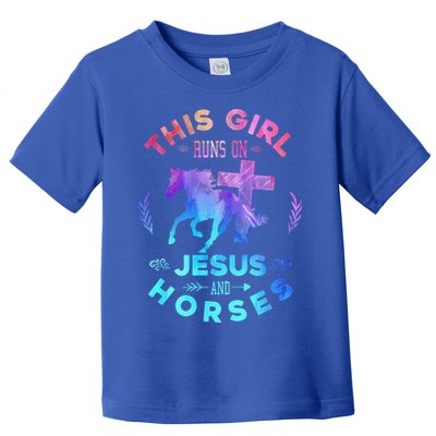 This Girl Runs On Jesus & Horses Christian Equestrian Riding Toddler T-Shirt