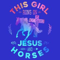 This Girl Runs On Jesus & Horses Christian Equestrian Riding Kids T-Shirt