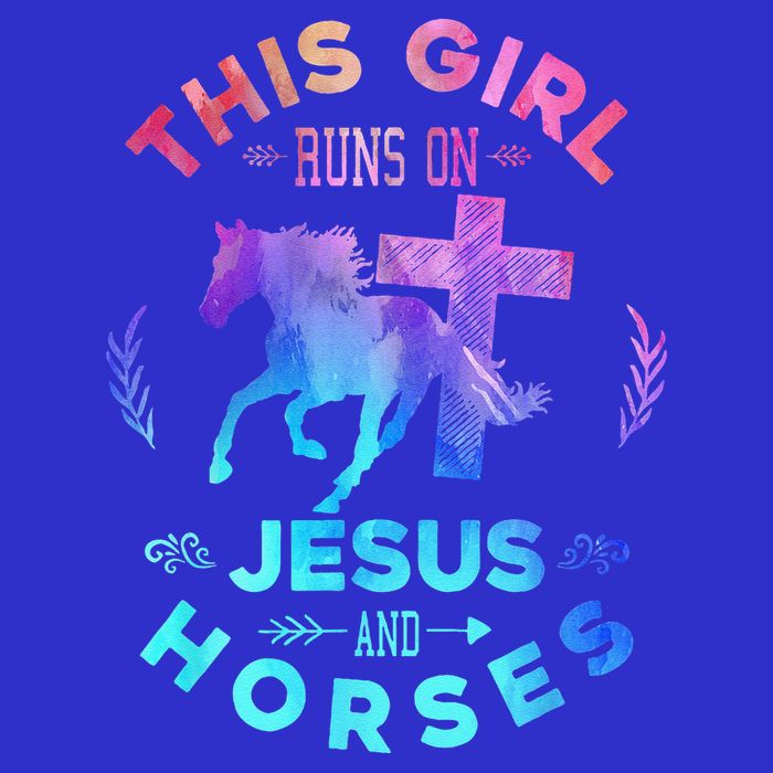 This Girl Runs On Jesus & Horses Christian Equestrian Riding Kids T-Shirt