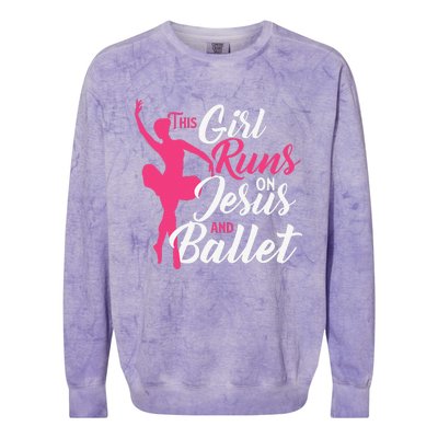 This Girl Runs On Jesus And Ballet Barre Ballerina Chassé Colorblast Crewneck Sweatshirt