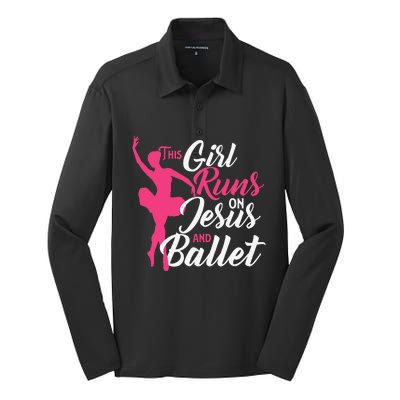 This Girl Runs On Jesus And Ballet Barre Ballerina Chassé Silk Touch Performance Long Sleeve Polo