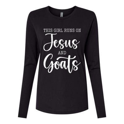 This Girl Runs On Jesus And Goats Goat Lover Christian Womens Cotton Relaxed Long Sleeve T-Shirt