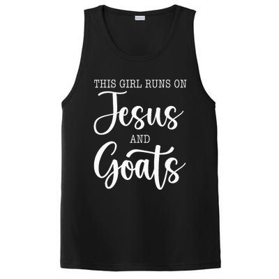 This Girl Runs On Jesus And Goats Goat Lover Christian PosiCharge Competitor Tank