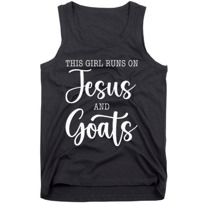 This Girl Runs On Jesus And Goats Goat Lover Christian Tank Top