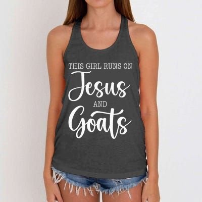 This Girl Runs On Jesus And Goats Goat Lover Christian Women's Knotted Racerback Tank