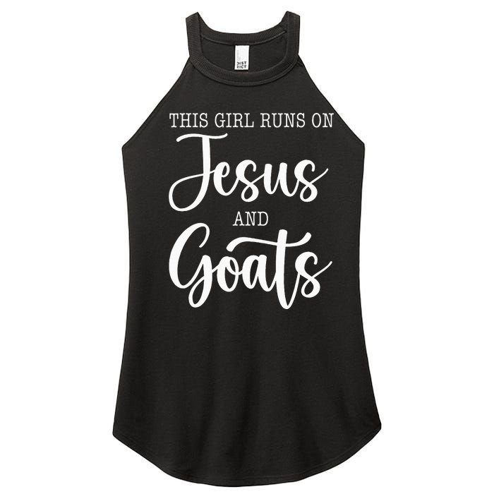 This Girl Runs On Jesus And Goats Goat Lover Christian Women’s Perfect Tri Rocker Tank